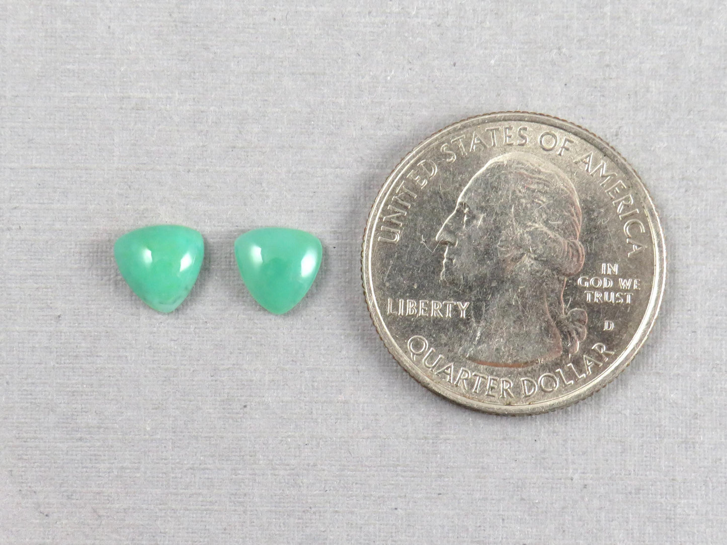 Gem Silica | Chrysocolla Chalcedony | 7mm Triangle Cabochon Pair | Peru | Per Pair | CH130 - Gem Silica, Chrysocolla in Chalcedony - GemEnthusiast