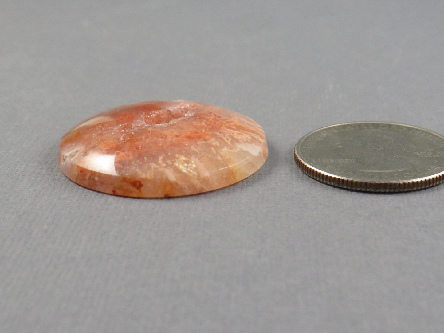 Peach Lace Agate Cabochon Round | 31.5x31.5mm, 47ct | Indonesia | AG397 - - GemEnthusiast