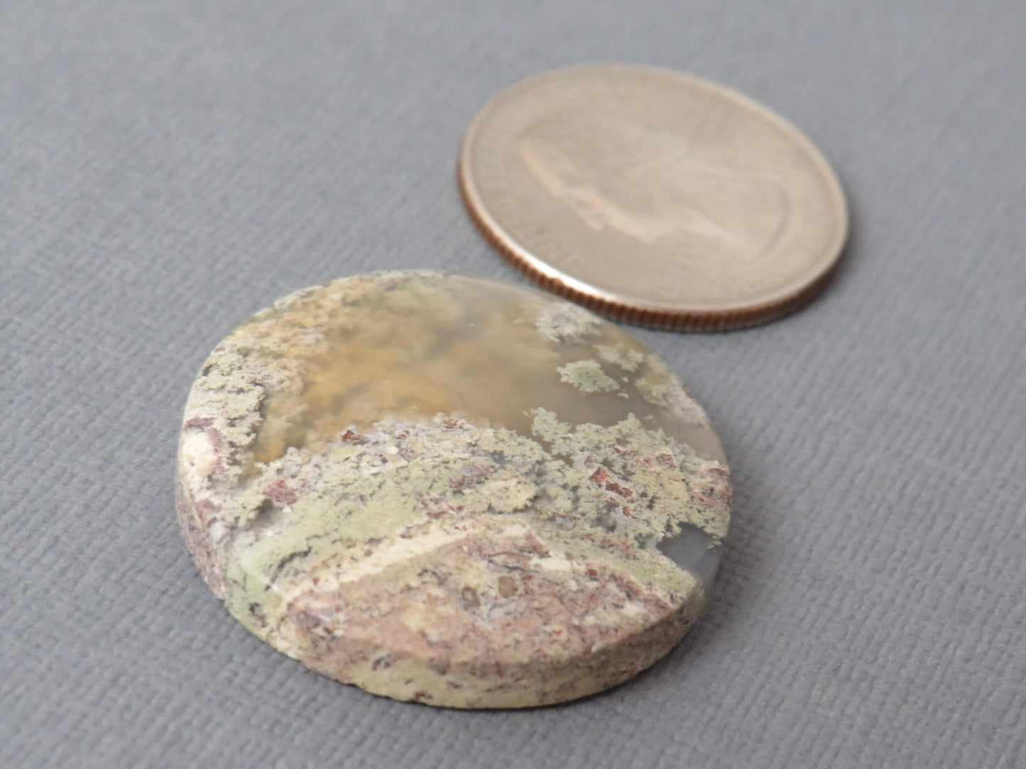 Moss Agate Round | Cabochon for Setting | 29x24mm, 39ct | Indonesia | AG361 - - GemEnthusiast
