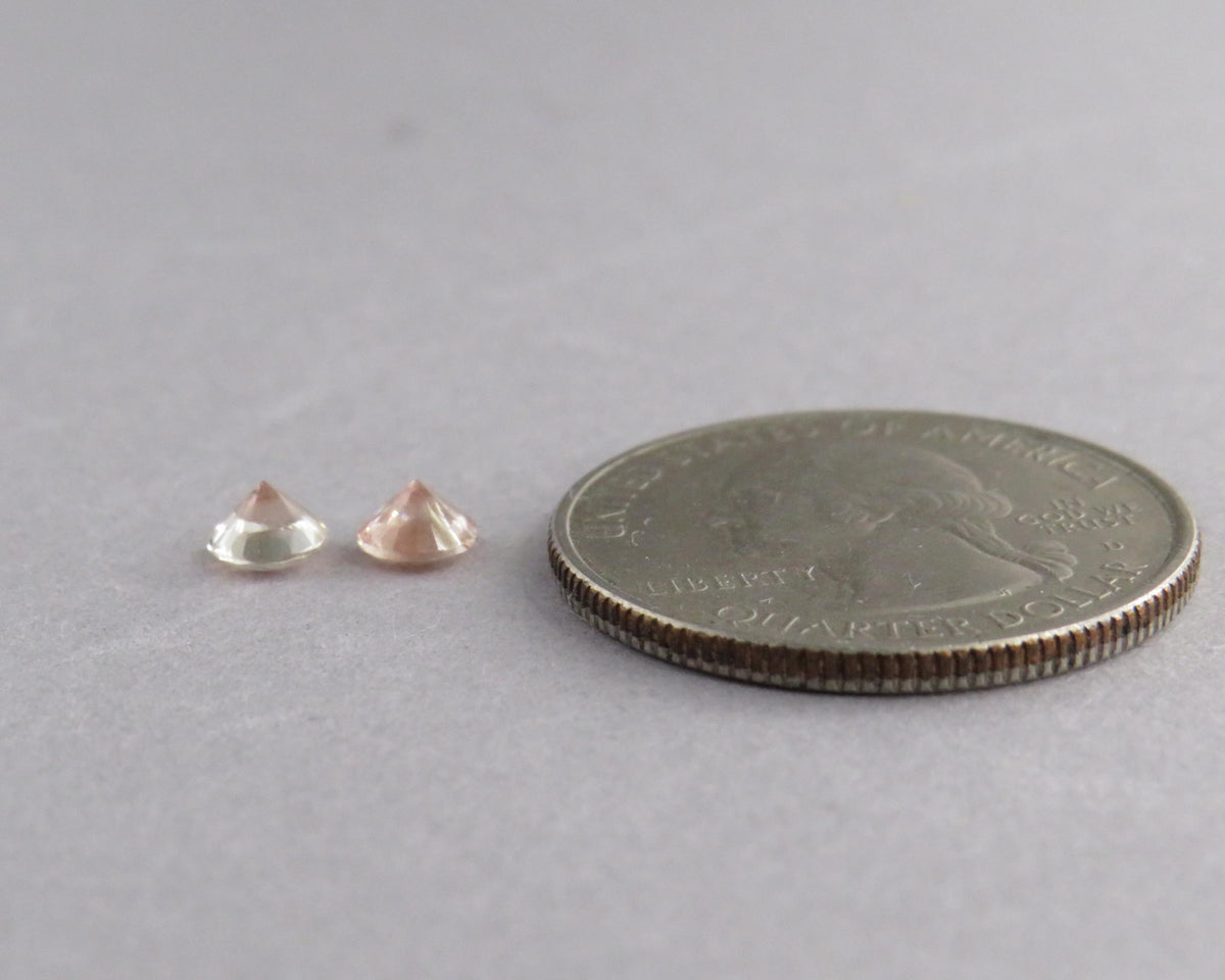 4.5mm Peach Oregon Sunstone Faceted Pair with Schiller, Sold per Pair OSF253 - - GemEnthusiast