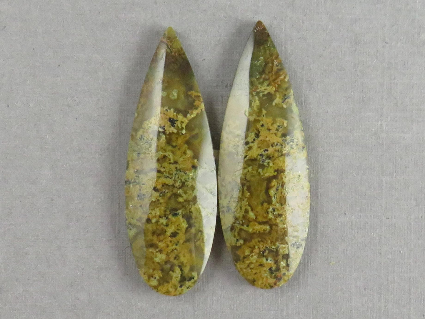 Indonesian Moss Agate Pair | Pear Natural Loose Gemstone | Garden Agate | AG339 - Gem Enthusiast