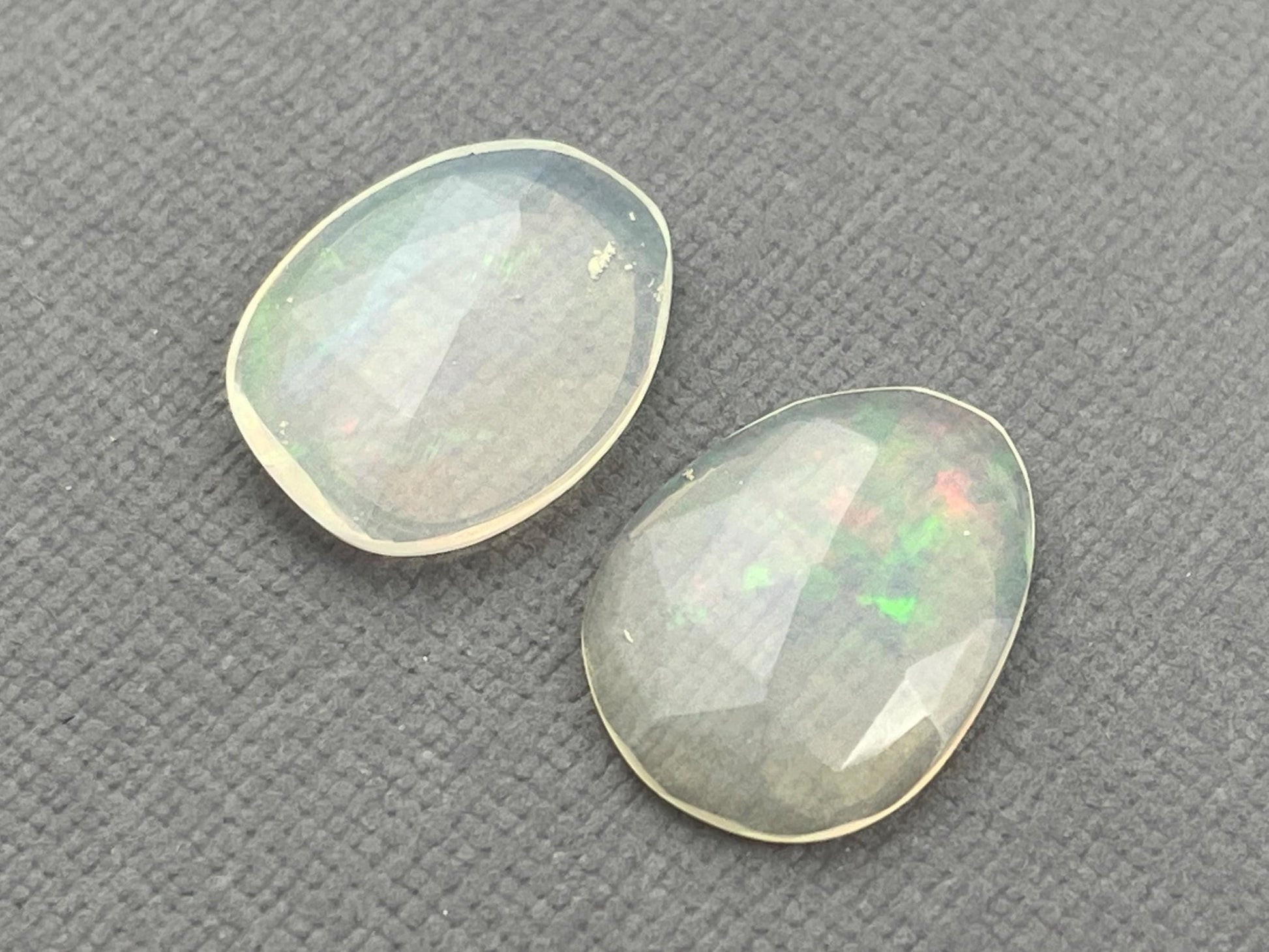 Large Pair Ethiopian Opals with Fire | 16mm length | Rose Cut Gemstone Lot | 6 carats | OP470 - Opal - Gem Enthusiast