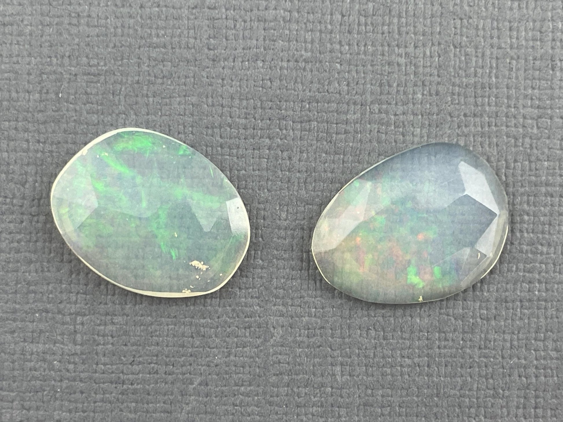 Large Pair Ethiopian Opals with Fire | 16mm length | Rose Cut Gemstone Lot | 6 carats | OP470 - Opal - Gem Enthusiast