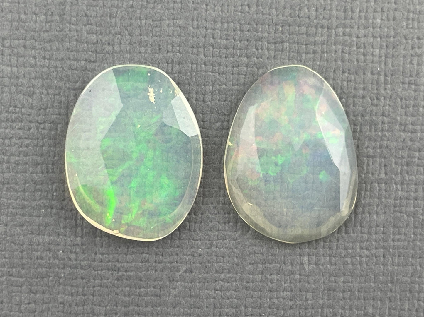Large Pair Ethiopian Opals with Fire | 16mm length | Rose Cut Gemstone Lot | 6 carats | OP470 - Opal - Gem Enthusiast