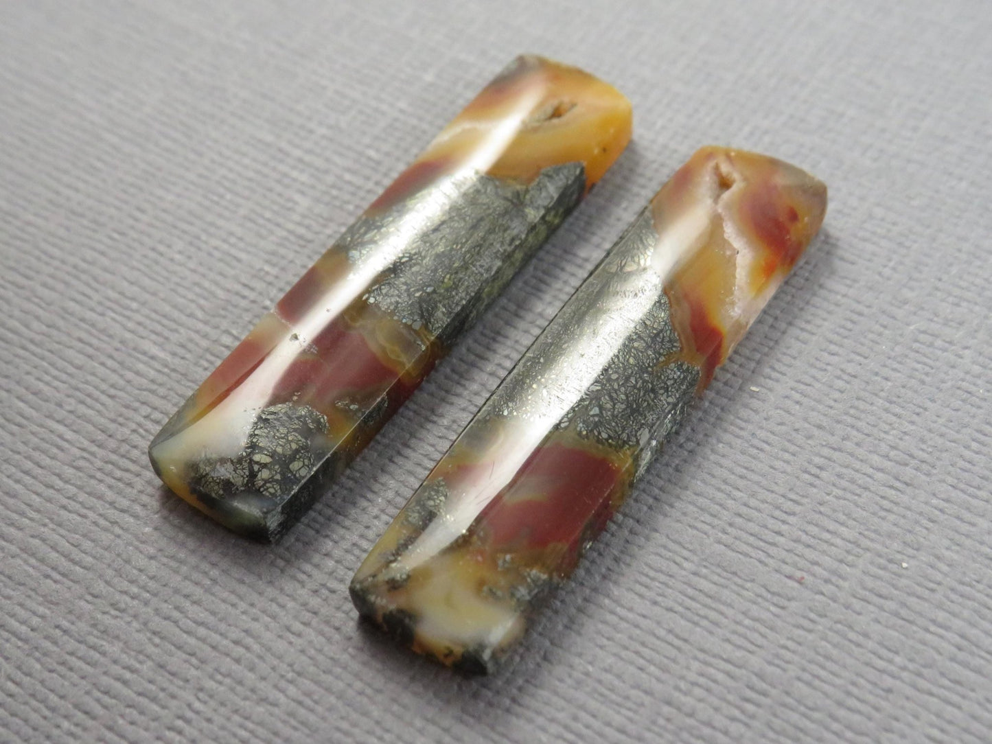 Marcasite in Quartz Cabochon Pair | Natural Gemstone | 36x9x4 | QU521 - Gem Enthusiast