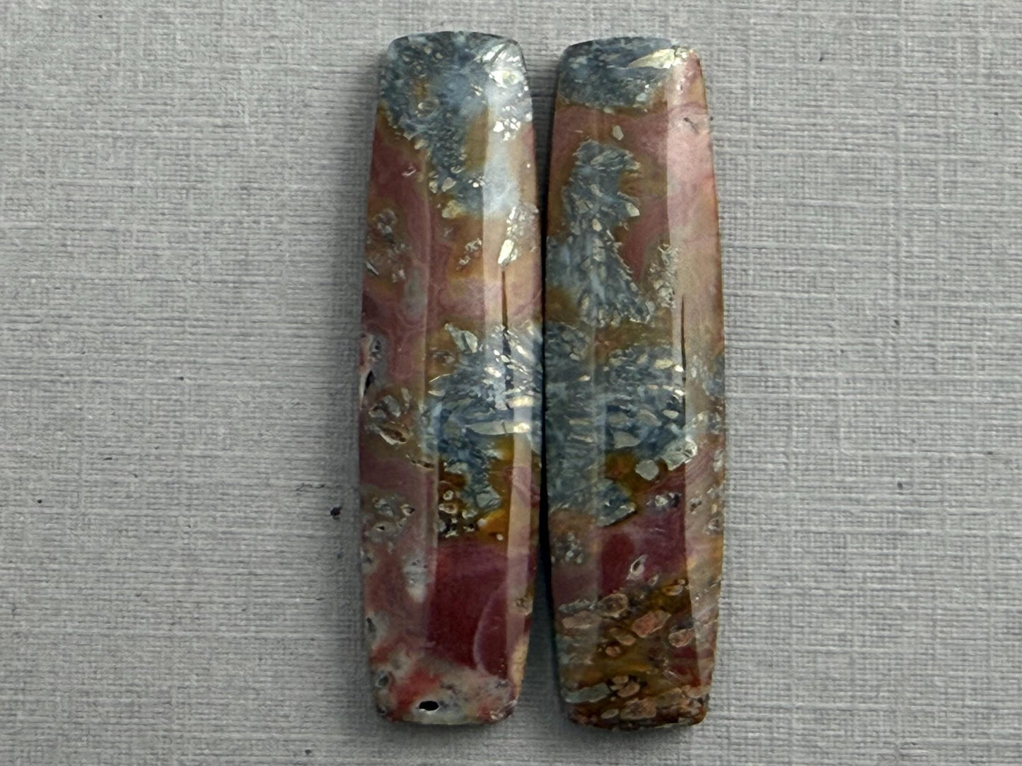 Marcasite in Quartz Cabochon Pair | Natural Gemstone | 39x10x4 | QU522 - Gem Enthusiast