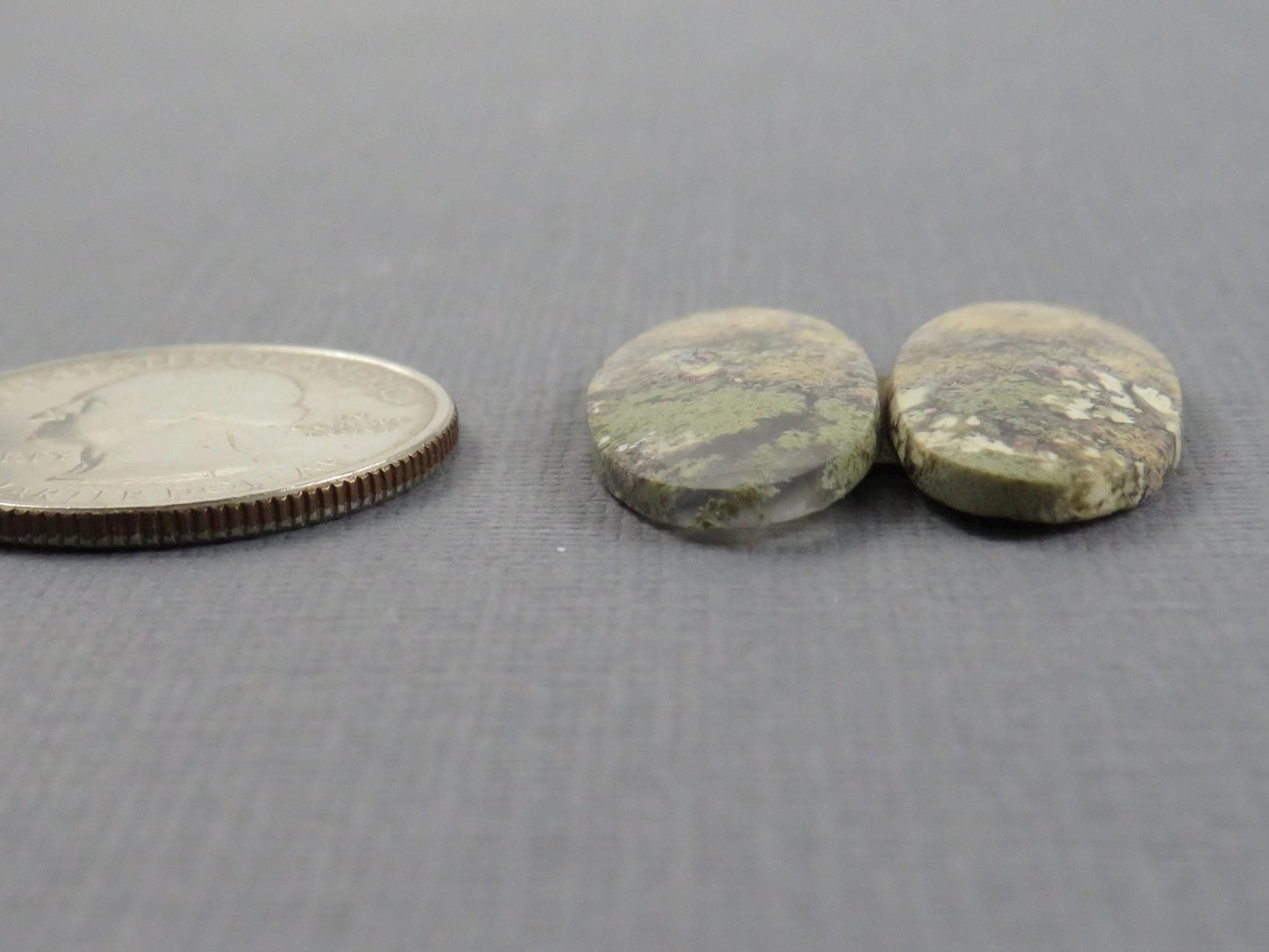 Moss Agate Oval Gemstones | 26mm x 12mm, 12.3 ct | Per Pair | Indonesia | AG346 - Gem Enthusiast