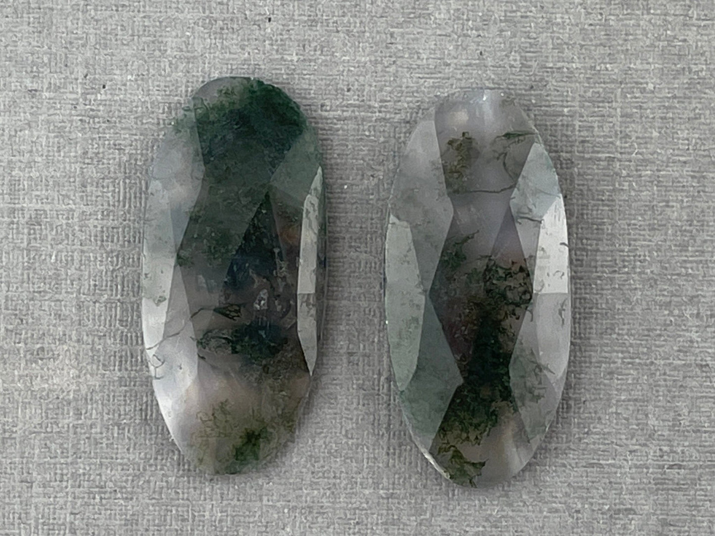 Moss Agate Oval Pair | Rose Cut Natural Loose Gemstone | AG210 - Gem Enthusiast