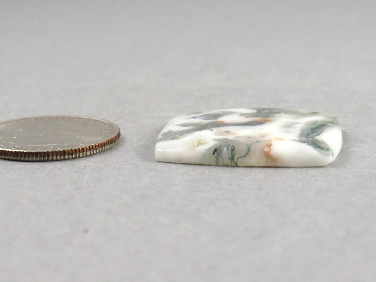 Moss Agate | White, Green & Orange Dendritic Cabochon | 30x26 Rectangle | AG327 - Gem Enthusiast