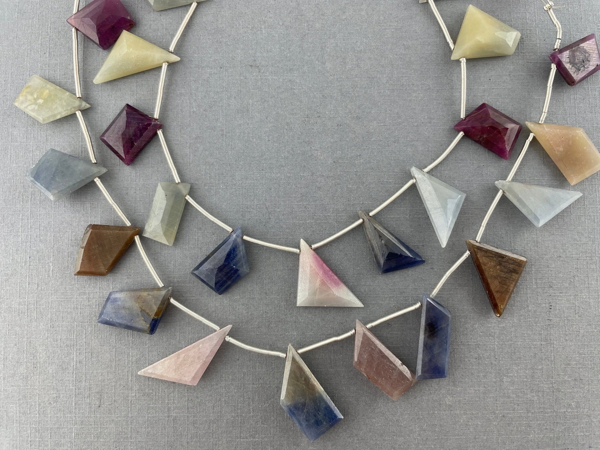 Multi Sapphire Bead Strand in Geometric Shapes | Select your Strand - Gem Enthusiast