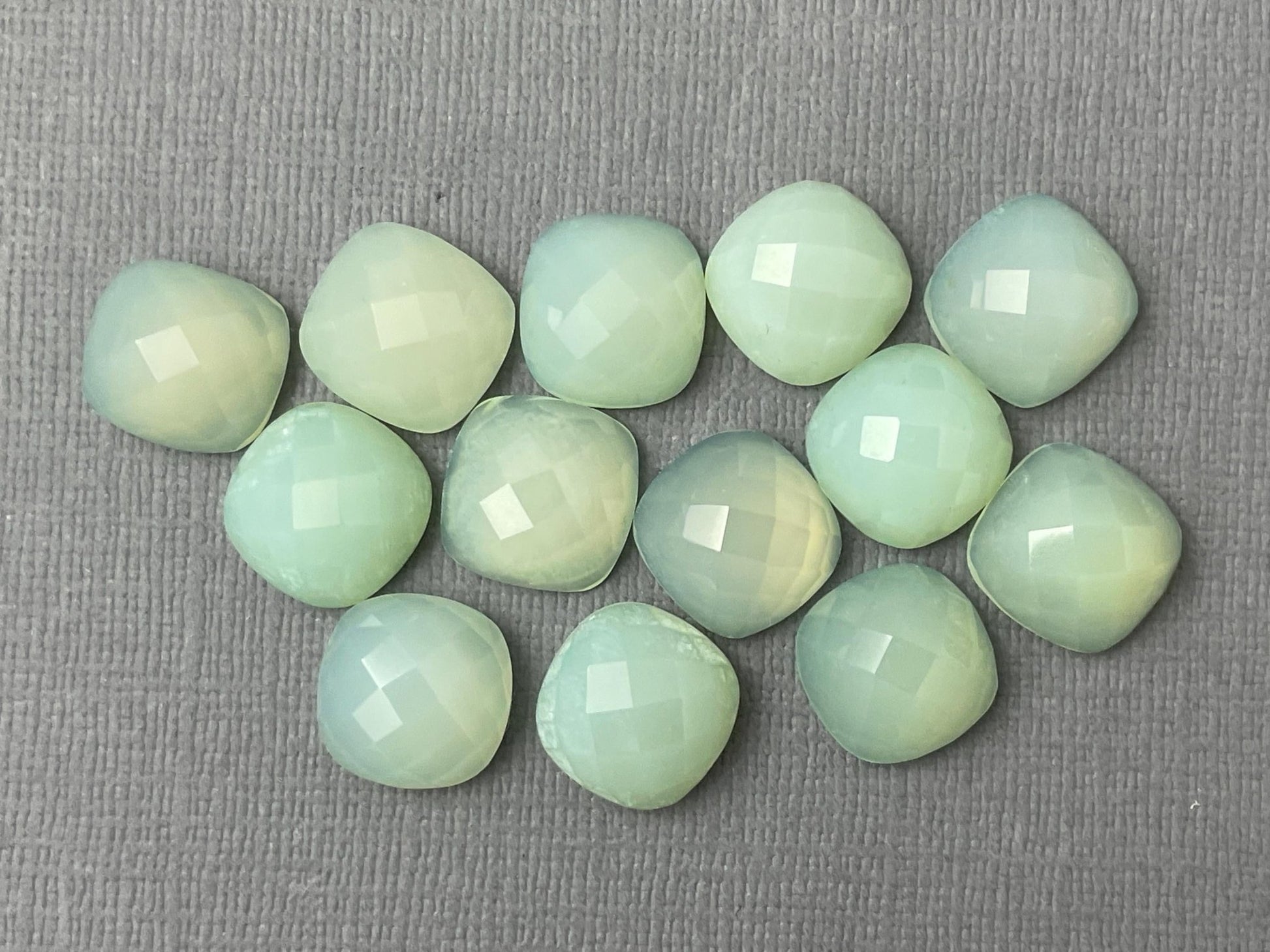Natural Chalcedony | 12mm | Cushion Checker Cut Cabochons - Gem Enthusiast