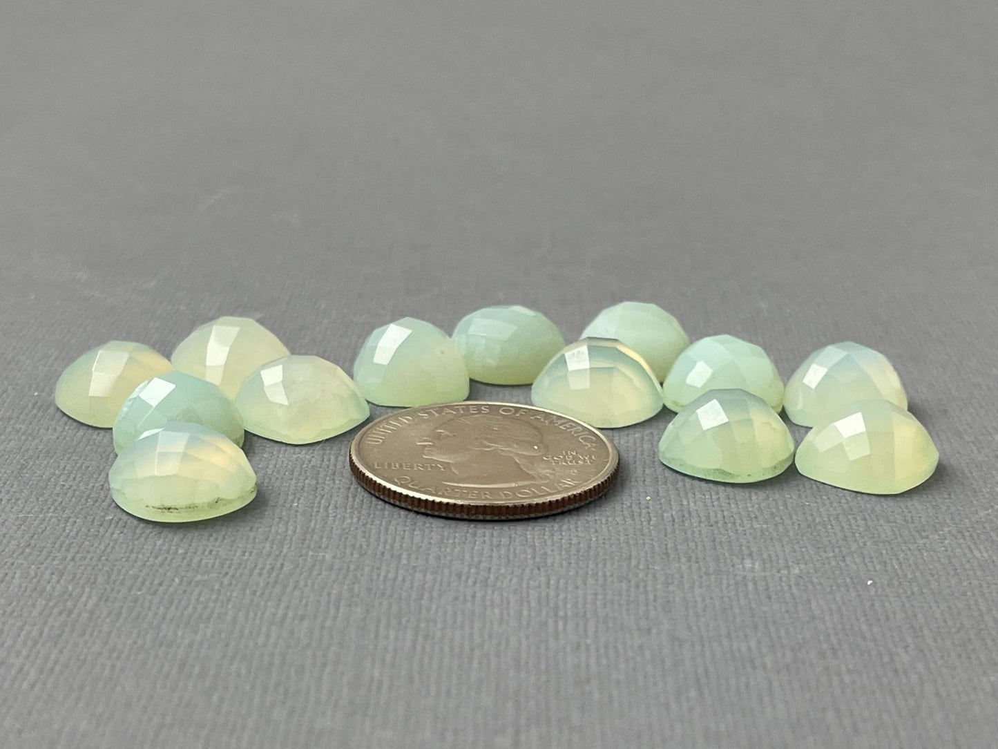 Natural Chalcedony | 12mm | Cushion Checker Cut Cabochons - Gem Enthusiast