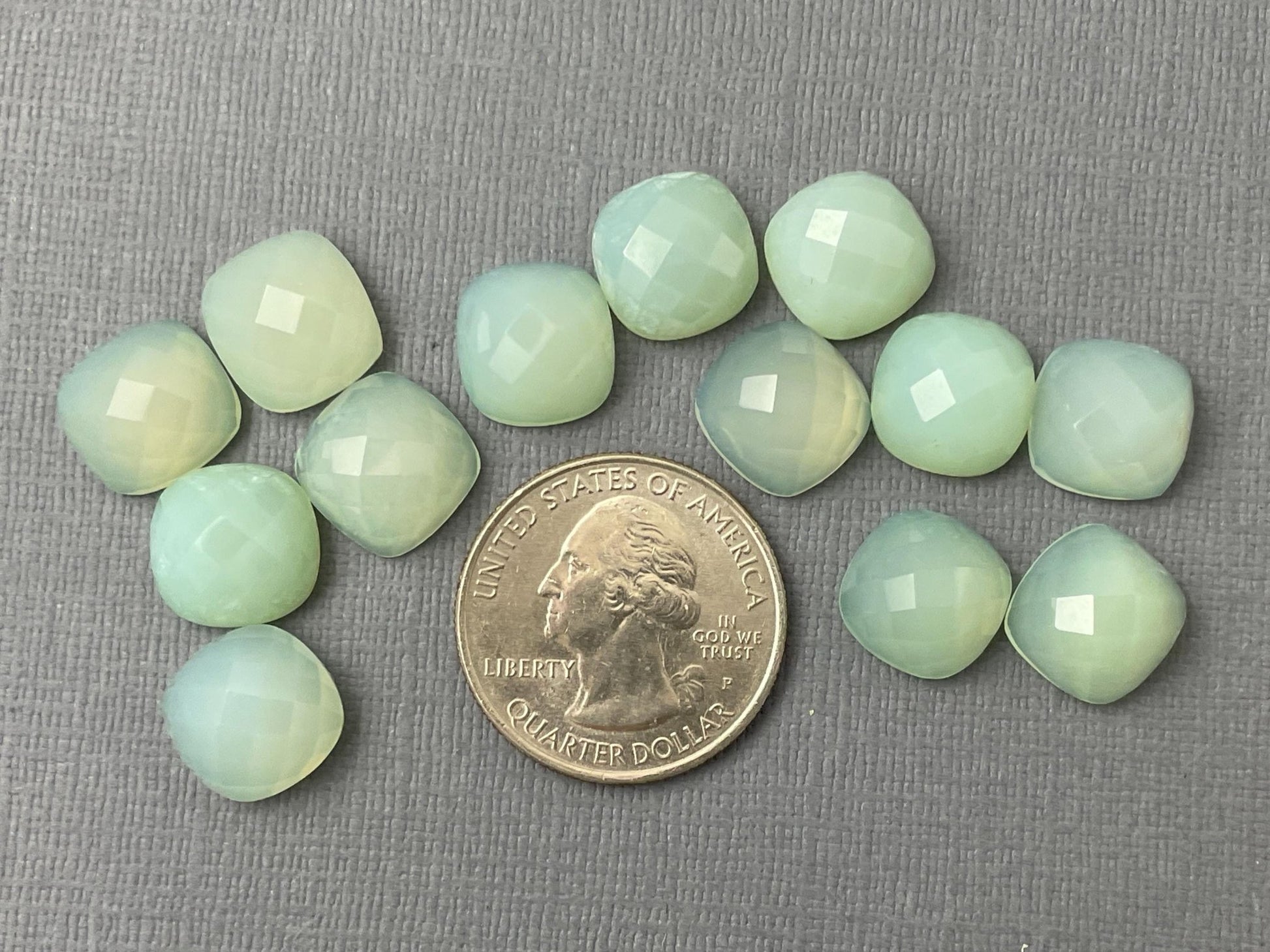 Natural Chalcedony | 12mm | Cushion Checker Cut Cabochons - Gem Enthusiast