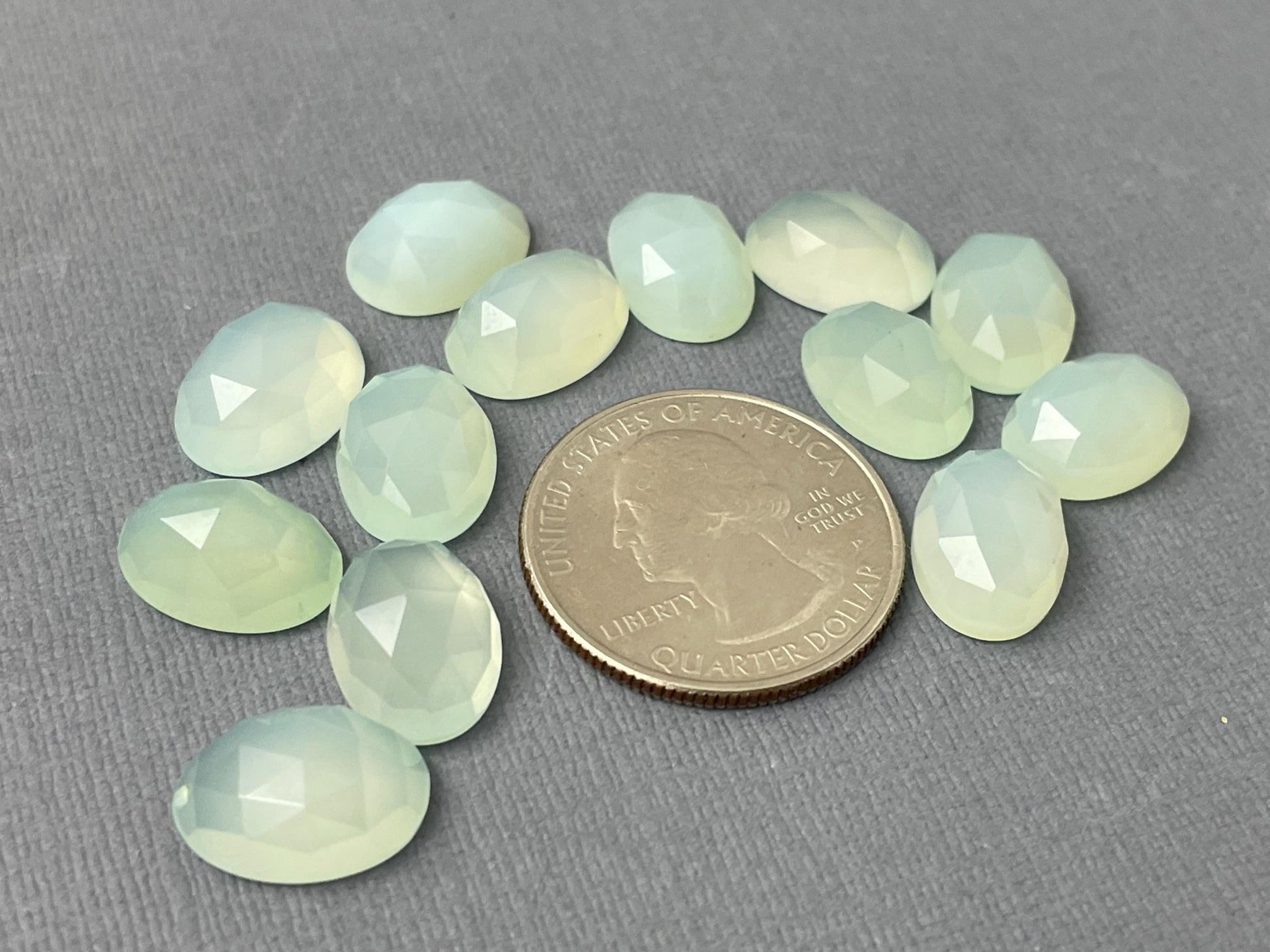 Natural Chalcedony | 14x10mm | Oval Checker Cut Cabochons - Gem Enthusiast