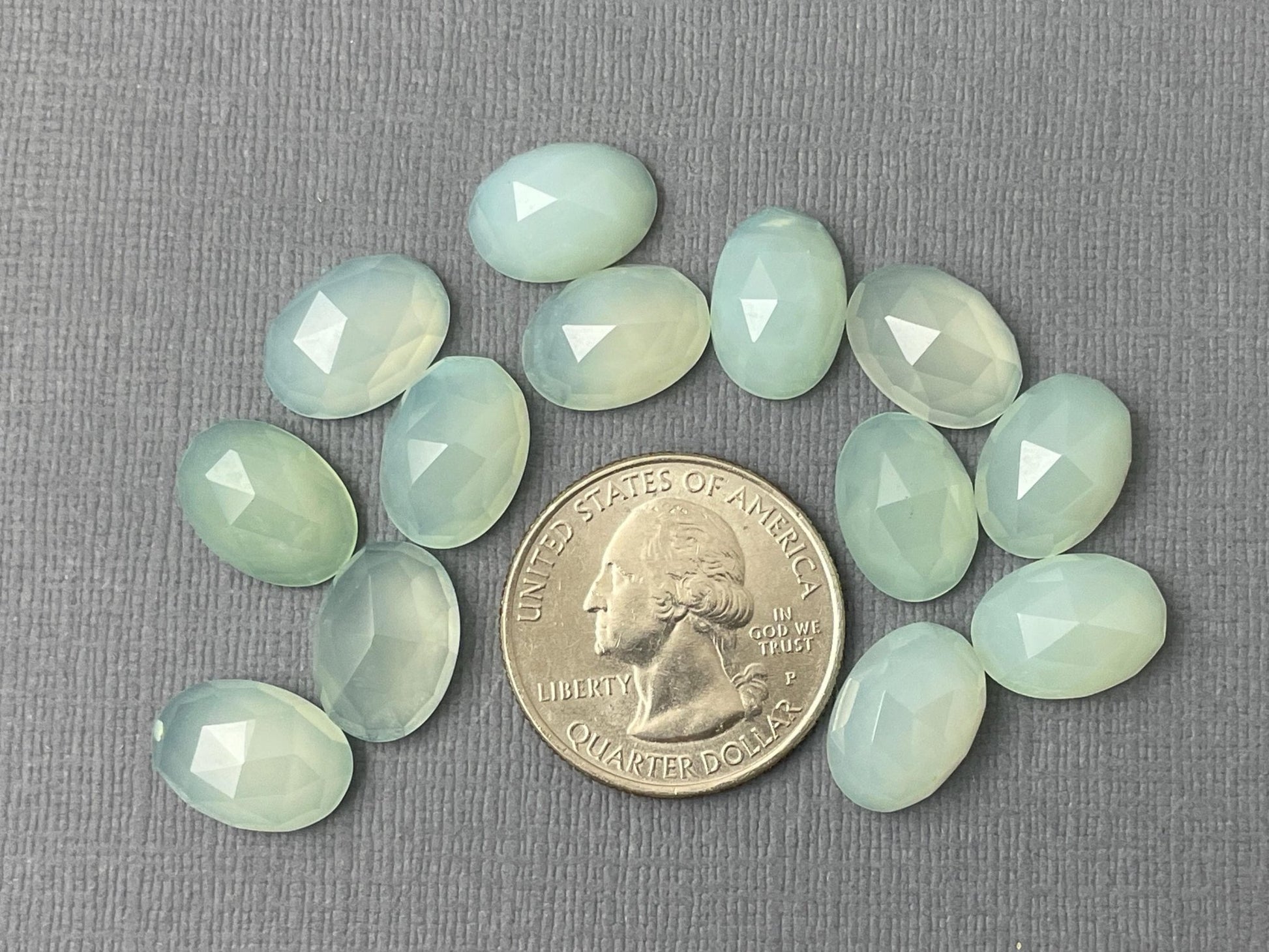 Natural Chalcedony | 14x10mm | Oval Checker Cut Cabochons - Gem Enthusiast