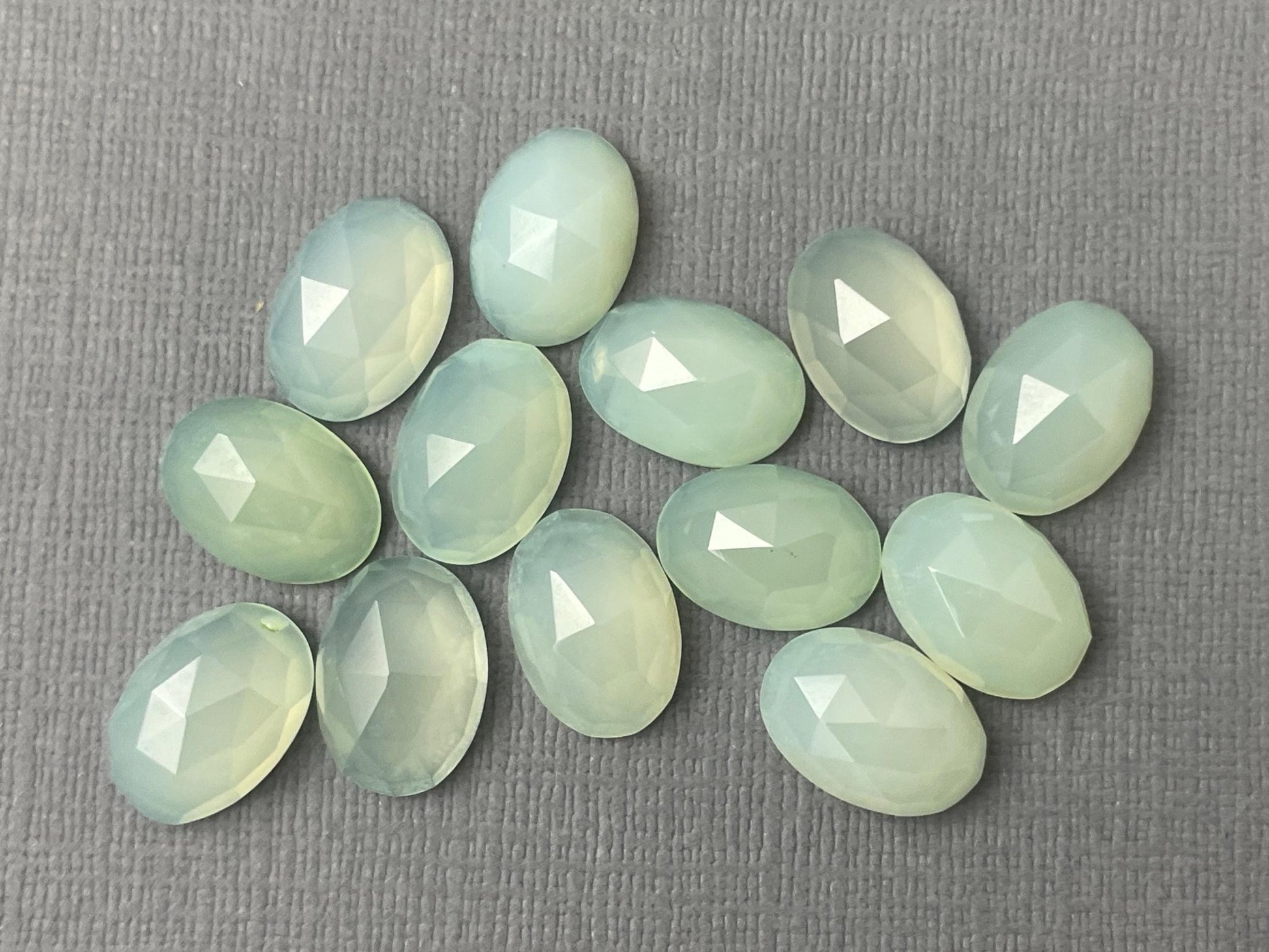 Natural Chalcedony | 14x10mm | Oval Checker Cut Cabochons - Gem Enthusiast