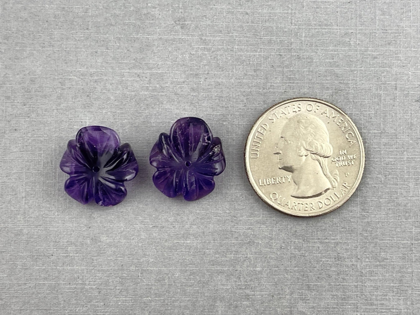 Orchid Carved Amethyst | Natural Gemstone | Center Drilled | AM201A - Gem Enthusiast