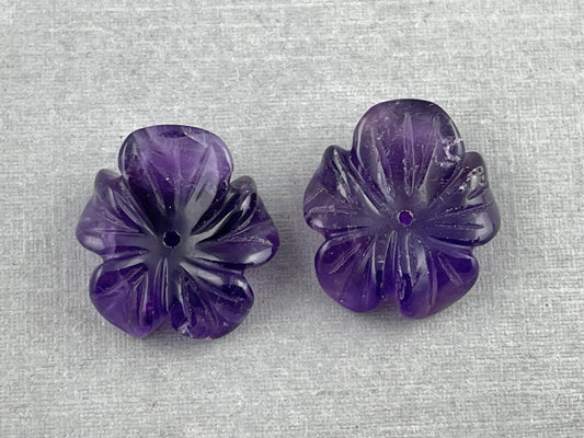 Orchid Carved Amethyst | Natural Gemstone | Center Drilled | AM201A - Gem Enthusiast
