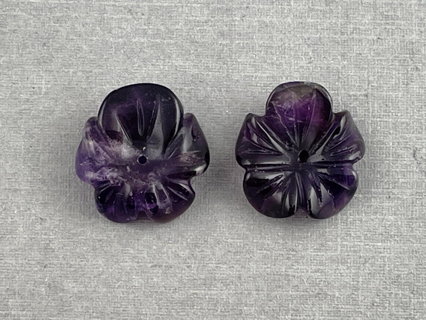 Orchid Carved Amethyst | Natural Gemstone | Center Drilled | AM201C - Gem Enthusiast