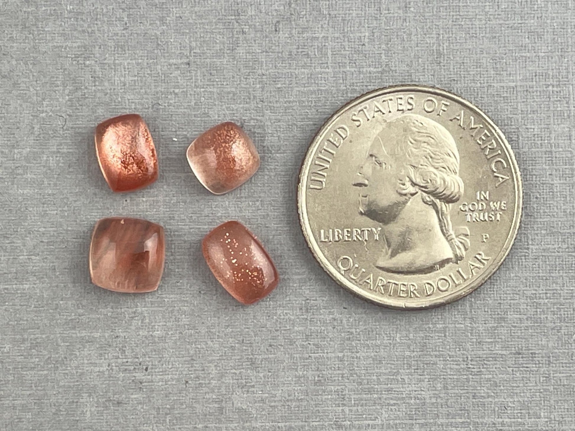 Oregon Sunstones Cushion Cabochon Lot | Schiller | 7.22 carats | OSC304 - Oregon Sunstone - Gem Enthusiast