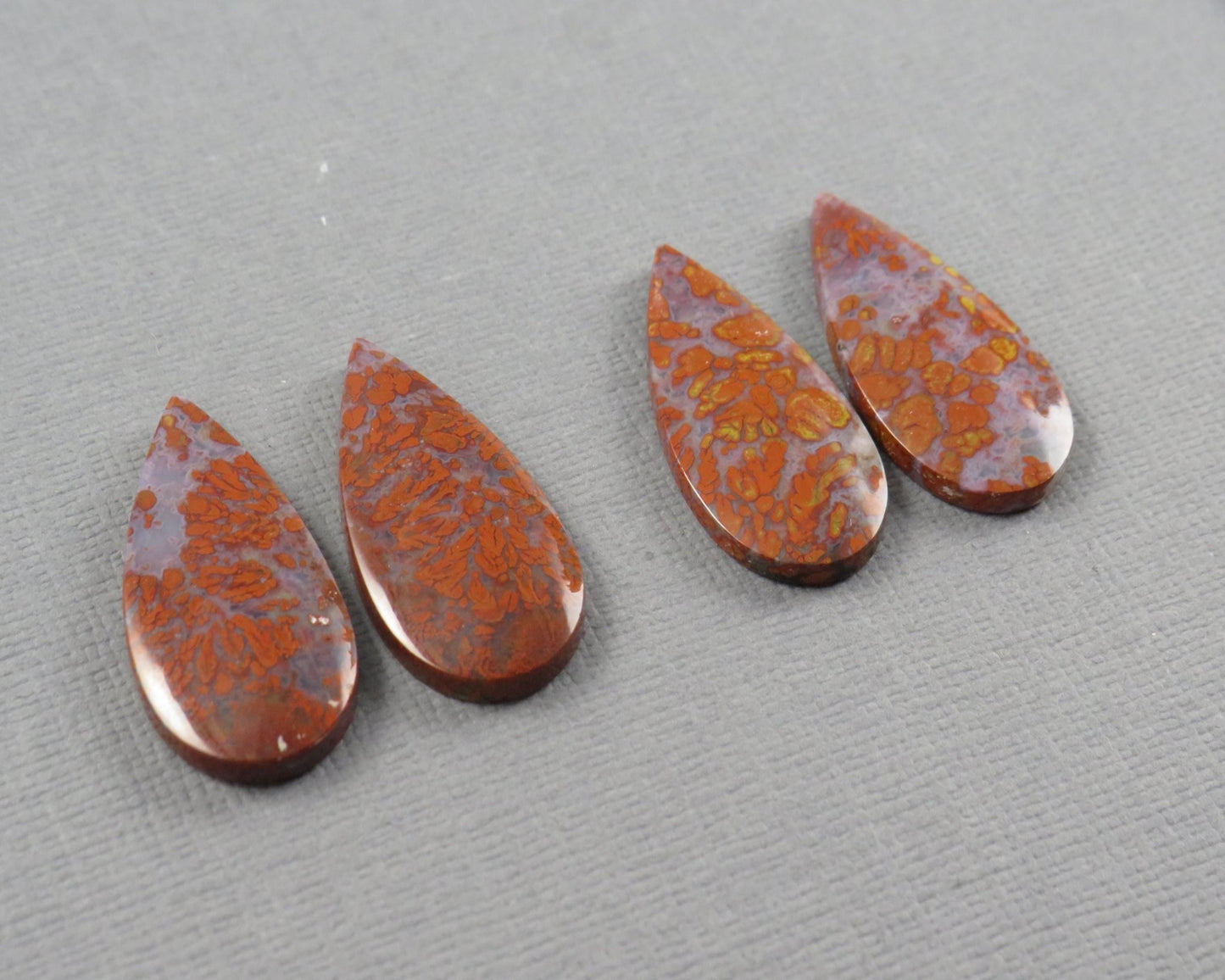 Plume Agate Cabochon Pear | 26mm, avg 17.50ct | Per Pair | Indonesia | AG382 - Gem Enthusiast