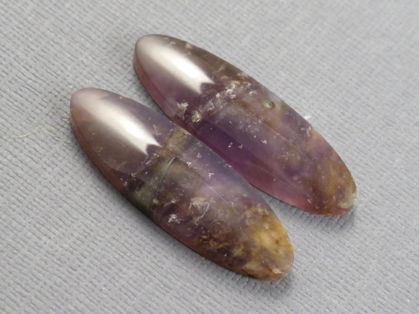 Purple Chalcedony Cabochon Oval Pair | 35x11.5mm, 29.1ct | Indonesia | CA350 - Gem Enthusiast