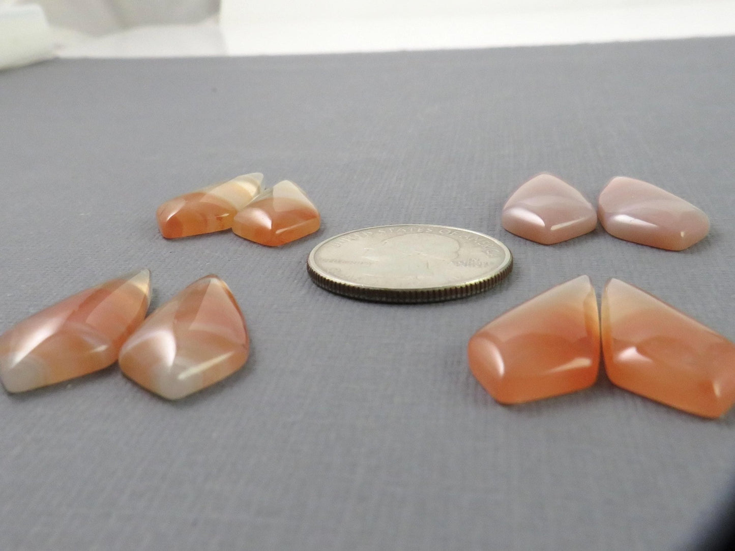 Red Banded Agate Pair | Red, Orange and White | Sold Per Pair | AG322 - Gem Enthusiast