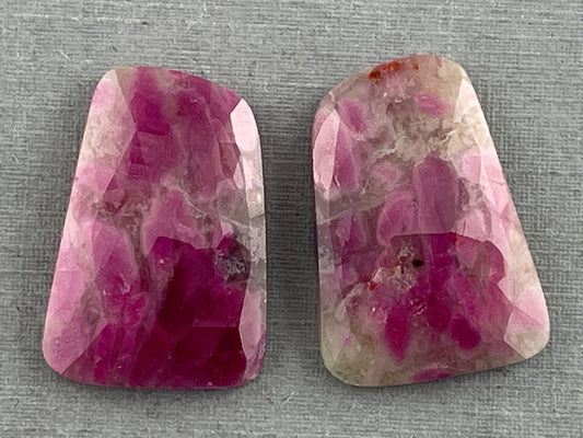 Ruby Included Quartz Pair | 24x17 mm | Rose Cut Natural Loose Gemstone | RC116 - Gem Enthusiast