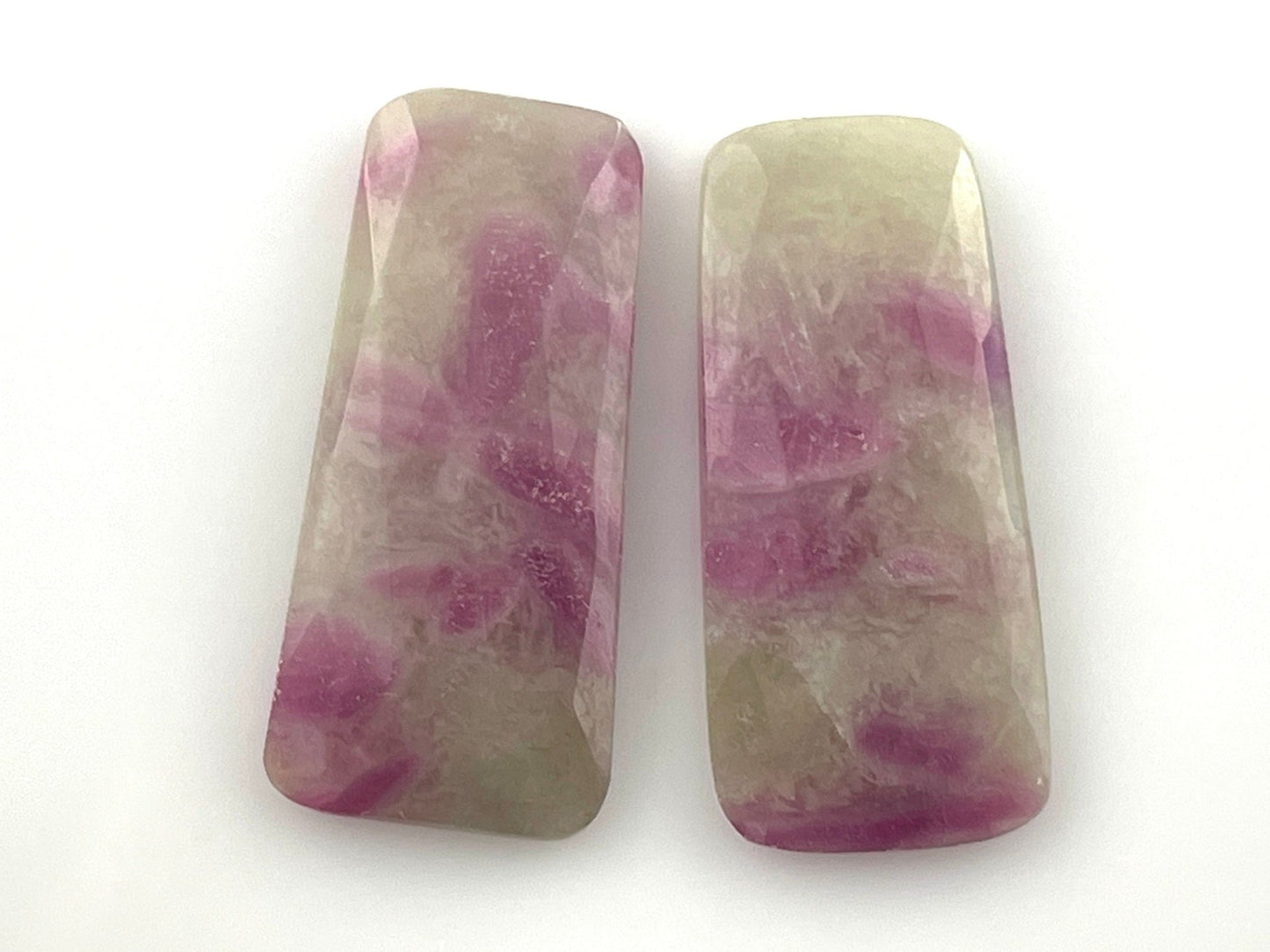 Ruby Included Quartz Pair | 26x12 mm | Rose Cut Natural Loose Gemstone | RC101 - Gem Enthusiast