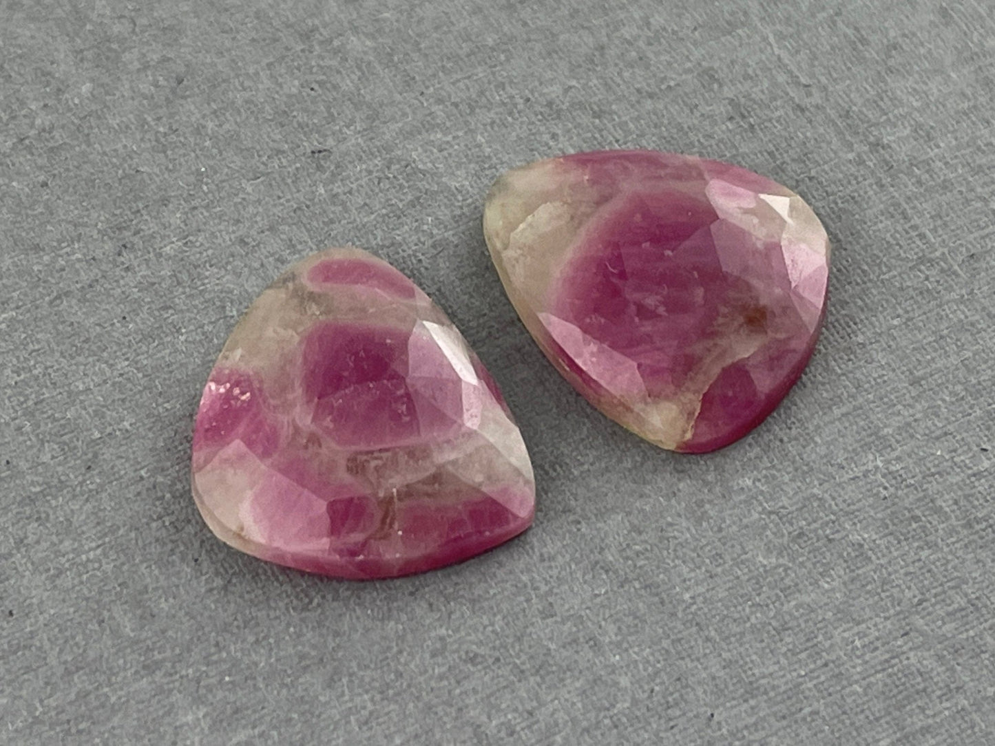 Ruby Included Quartz Pair | Rose Cut Natural Loose Gemstone | RC105 - Gem Enthusiast
