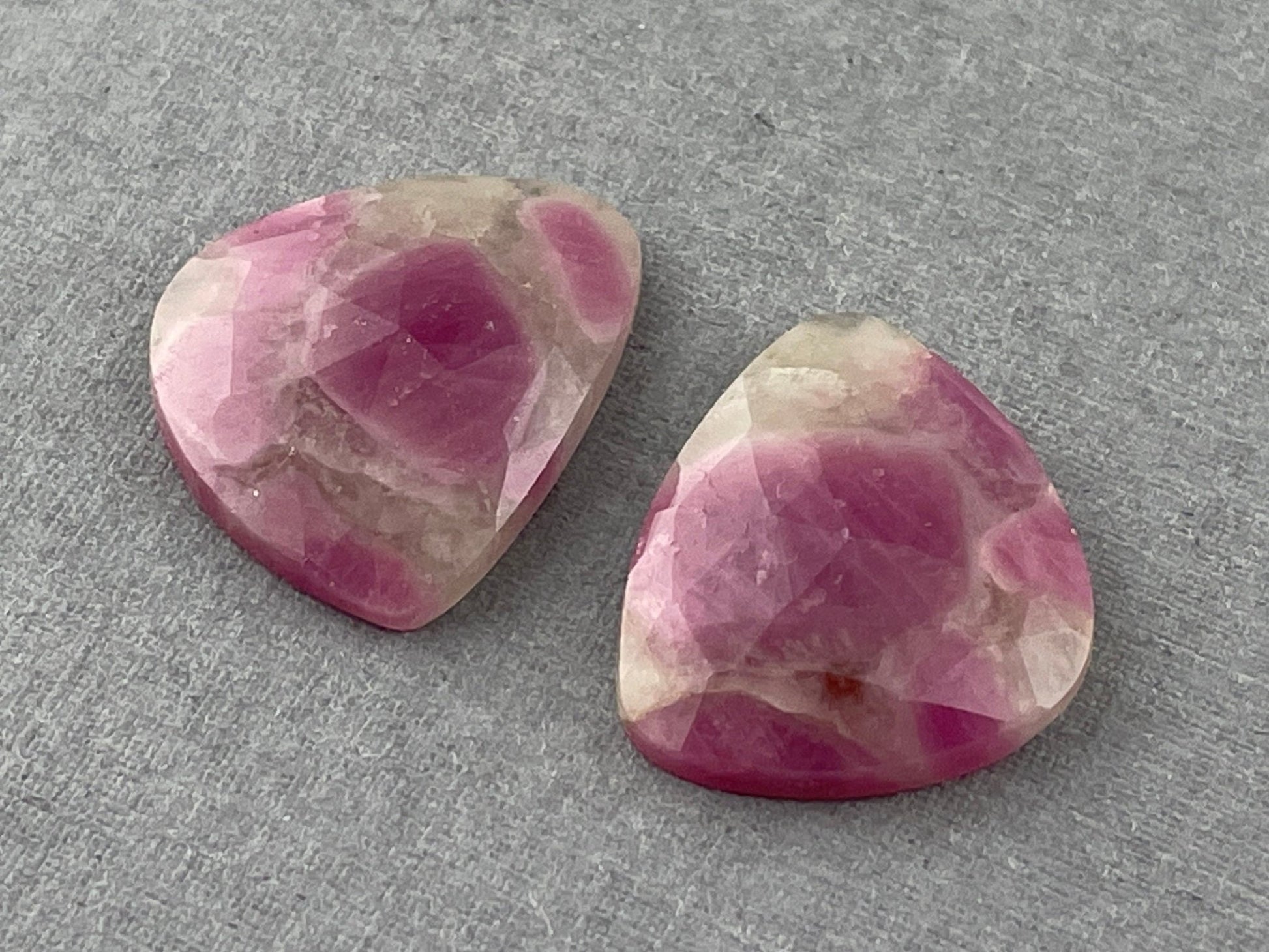 Ruby Included Quartz Pair | Rose Cut Natural Loose Gemstone | RC105 - Gem Enthusiast