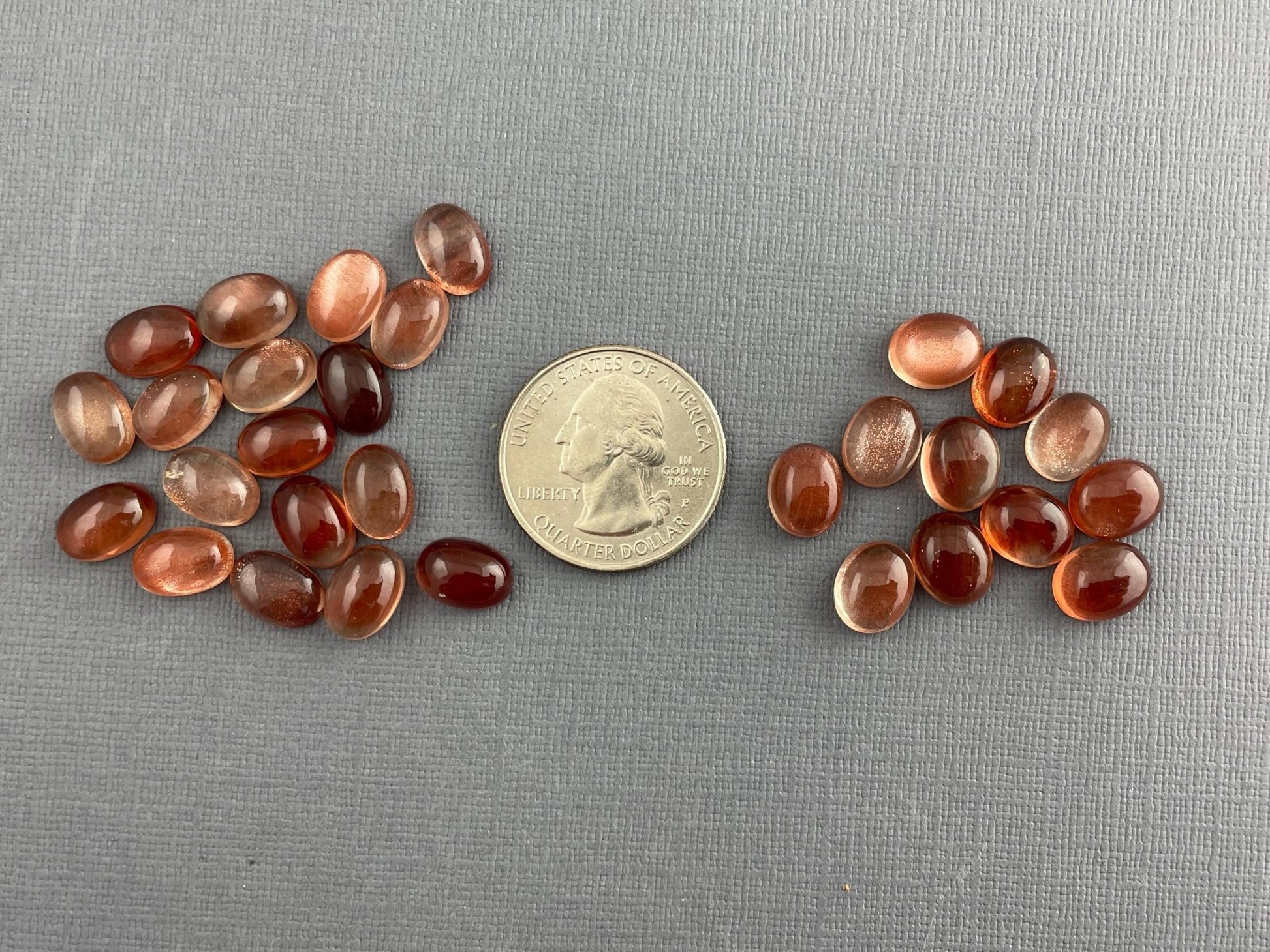 10x7 or 10x8 Oregon Sunstones Oval Cabochon with Schiller | Per Stone - Oregon Sunstone - Gem Enthusiast