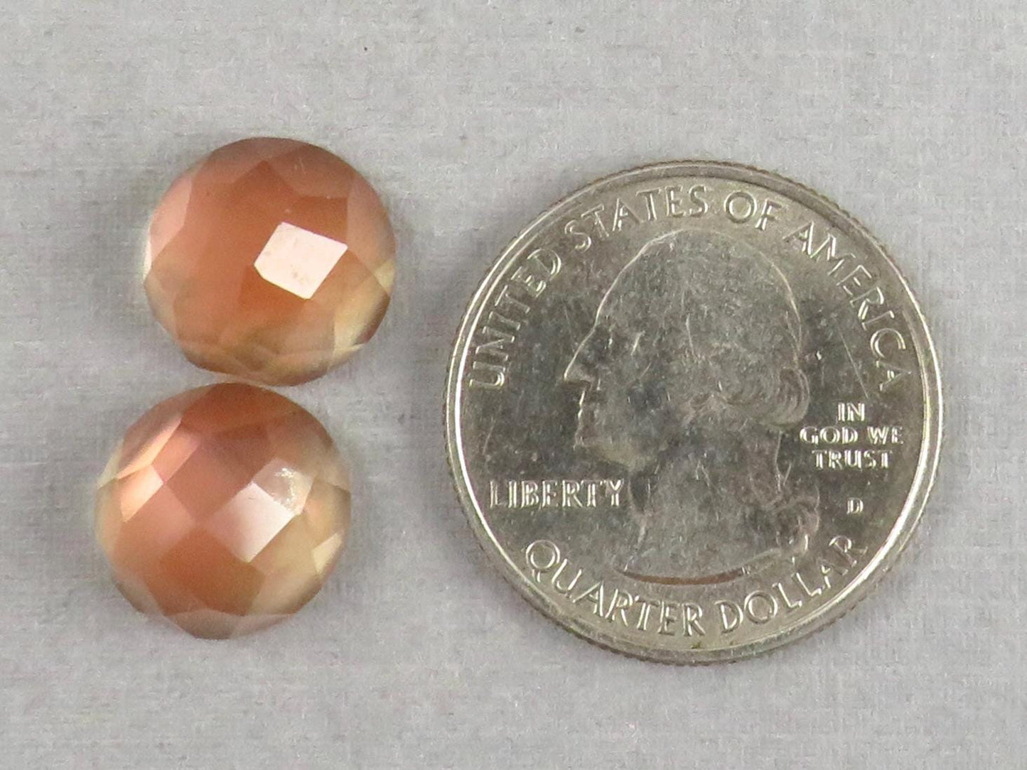12mm Oregon Sunstone Pair with Schiller | Round Rose Cut Cabochons | 13.85 carats | OSR105 - Gem Enthusiast
