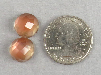 12mm Oregon Sunstone Pair with Schiller | Round Rose Cut Cabochons | 13.85 carats | OSR105 - Gem Enthusiast
