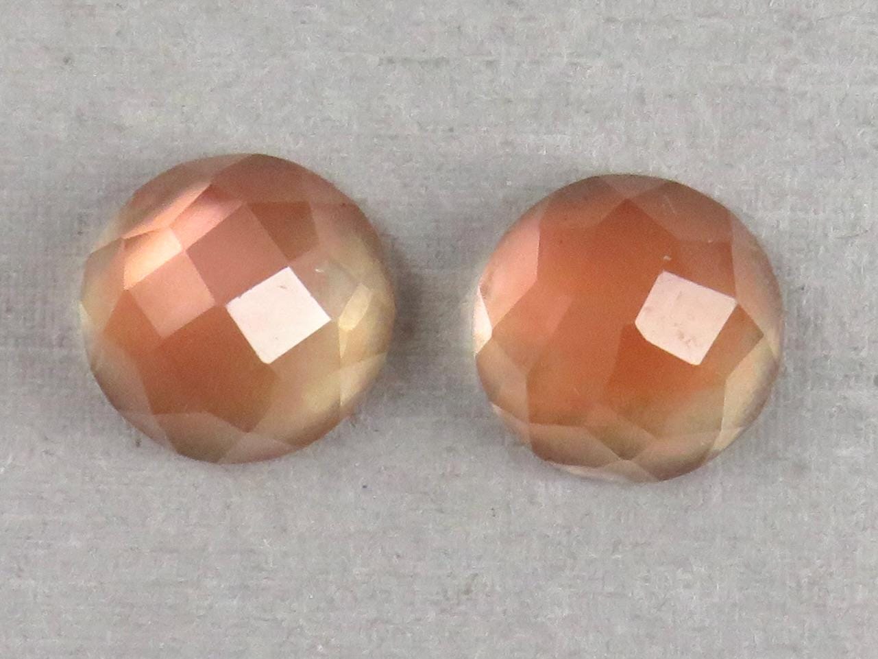 12mm Oregon Sunstone Pair with Schiller | Round Rose Cut Cabochons | 13.85 carats | OSR105 - Gem Enthusiast