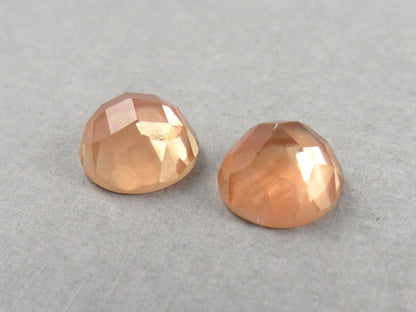 12mm Oregon Sunstone Pair with Schiller | Round Rose Cut Cabochons | 13.85 carats | OSR105 - Gem Enthusiast