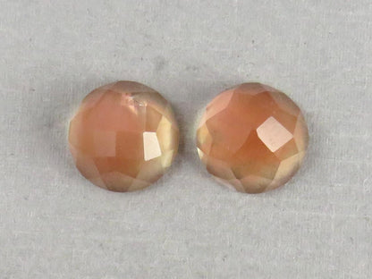 12mm Oregon Sunstone Pair with Schiller | Round Rose Cut Cabochons | 13.85 carats | OSR105 - Gem Enthusiast