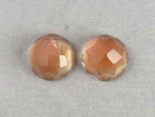 12mm Oregon Sunstone Pair with Schiller | Round Rose Cut Cabochons | 13.85 carats | OSR105 - Gem Enthusiast