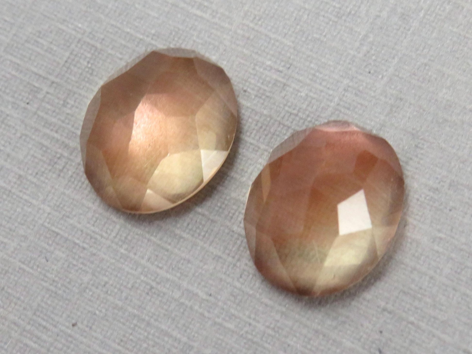 12x10 Oregon Sunstone Pair with Schiller | Oval Rose Cut Cabochons | 9 carats | USA | OSR129 - Gem Enthusiast