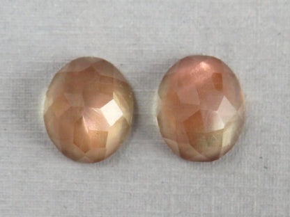 12x10 Oregon Sunstone Pair with Schiller | Oval Rose Cut Cabochons | 9 carats | USA | OSR129 - Gem Enthusiast
