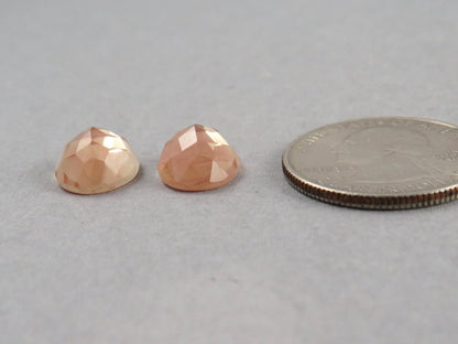 12x10 Oregon Sunstone Pair with Schiller | Oval Rose Cut Cabochons | 9 carats | USA | OSR129 - Gem Enthusiast