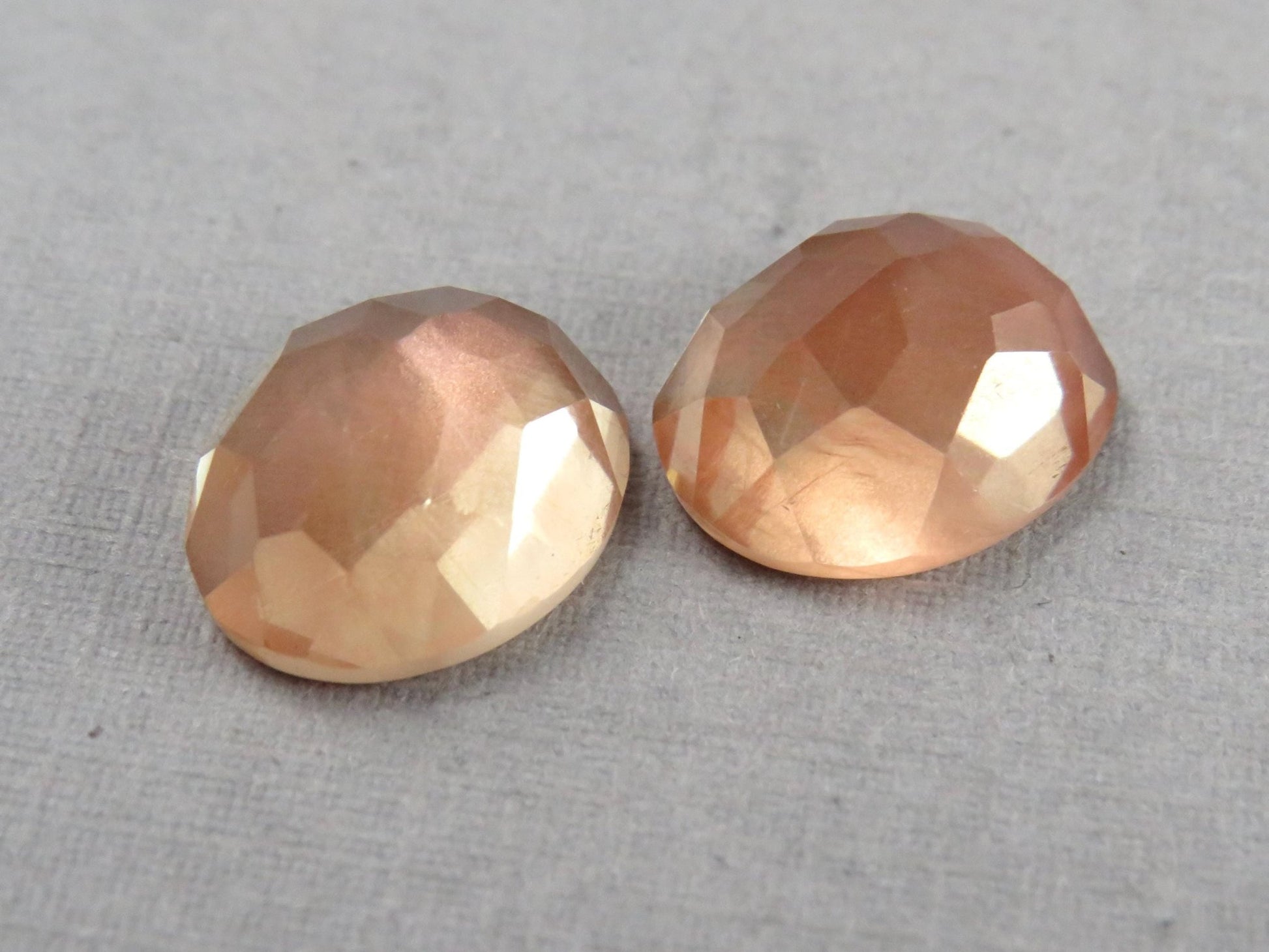 12x10 Oregon Sunstone Pair with Schiller | Oval Rose Cut Cabochons | 9 carats | USA | OSR129 - Gem Enthusiast