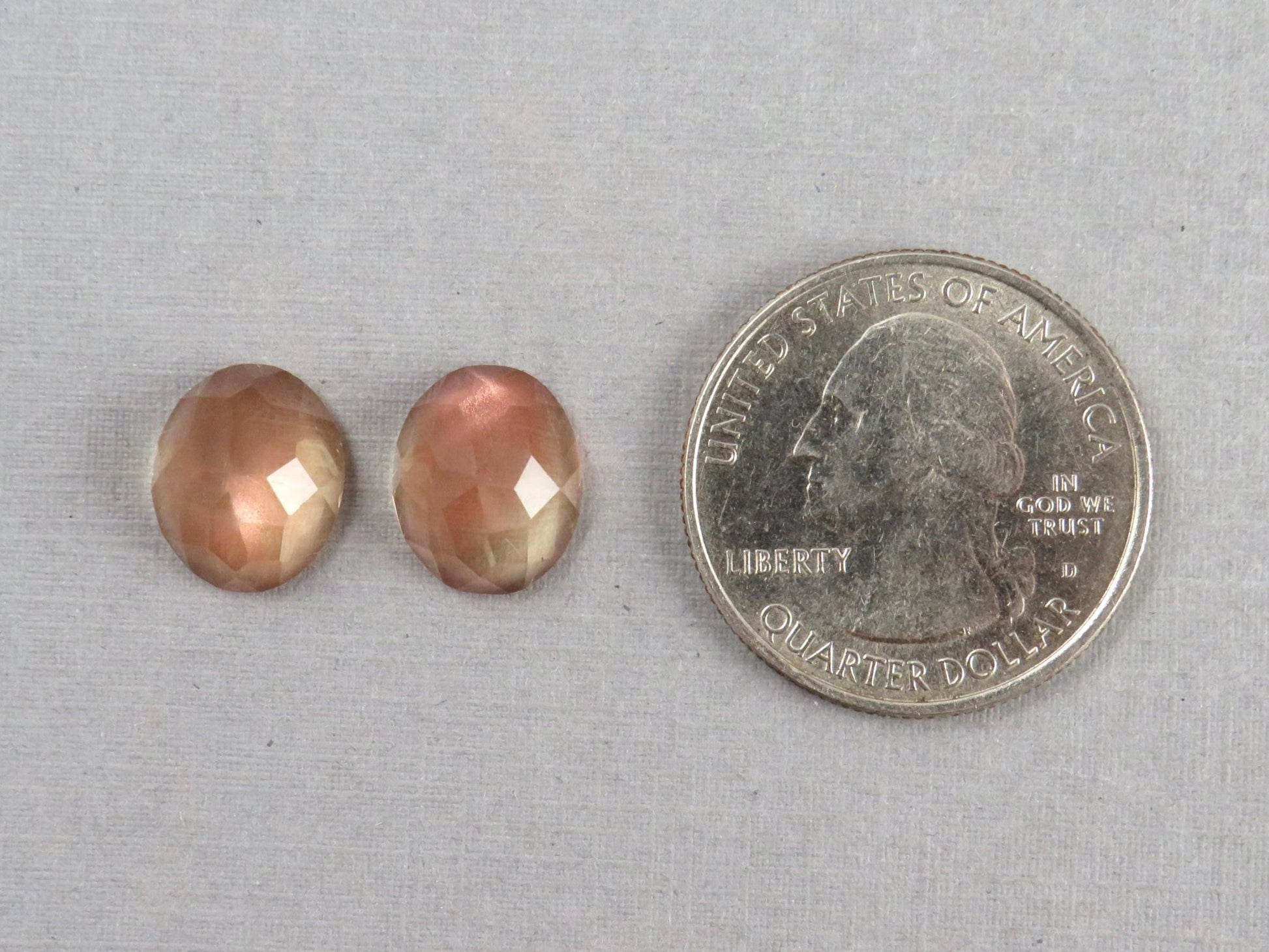 12x10 Oregon Sunstone Pair with Schiller | Oval Rose Cut Cabochons | 9 carats | USA | OSR129 - Gem Enthusiast
