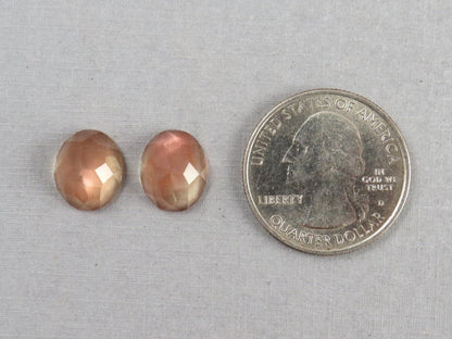 12x10 Oregon Sunstone Pair with Schiller | Oval Rose Cut Cabochons | 9 carats | USA | OSR129 - Gem Enthusiast