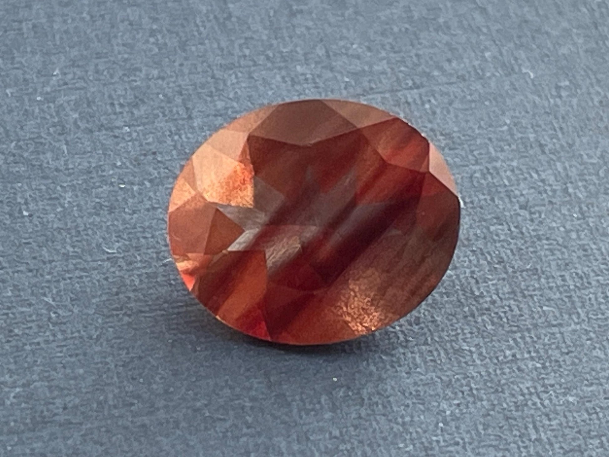 12x10 Red Oregon Sunstone Oval Faceted Gemstone with Schiller | 3.9 carats | OSF165 - Oregon Sunstone - Gem Enthusiast