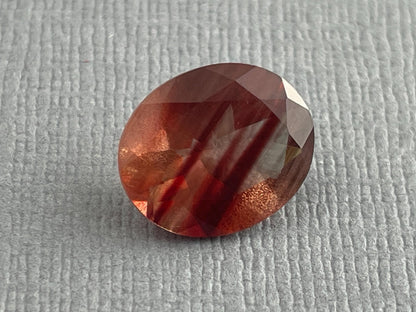 12x10 Red Oregon Sunstone Oval Faceted Gemstone with Schiller | 3.9 carats | OSF165 - Oregon Sunstone - Gem Enthusiast