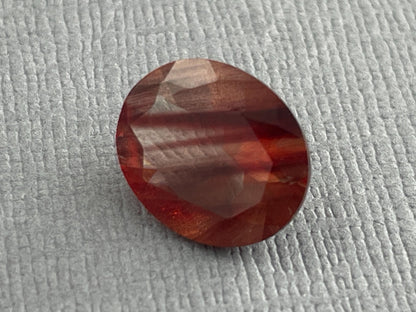 12x10 Red Oregon Sunstone Oval Faceted Gemstone with Schiller | 3.9 carats | OSF165 - Oregon Sunstone - Gem Enthusiast