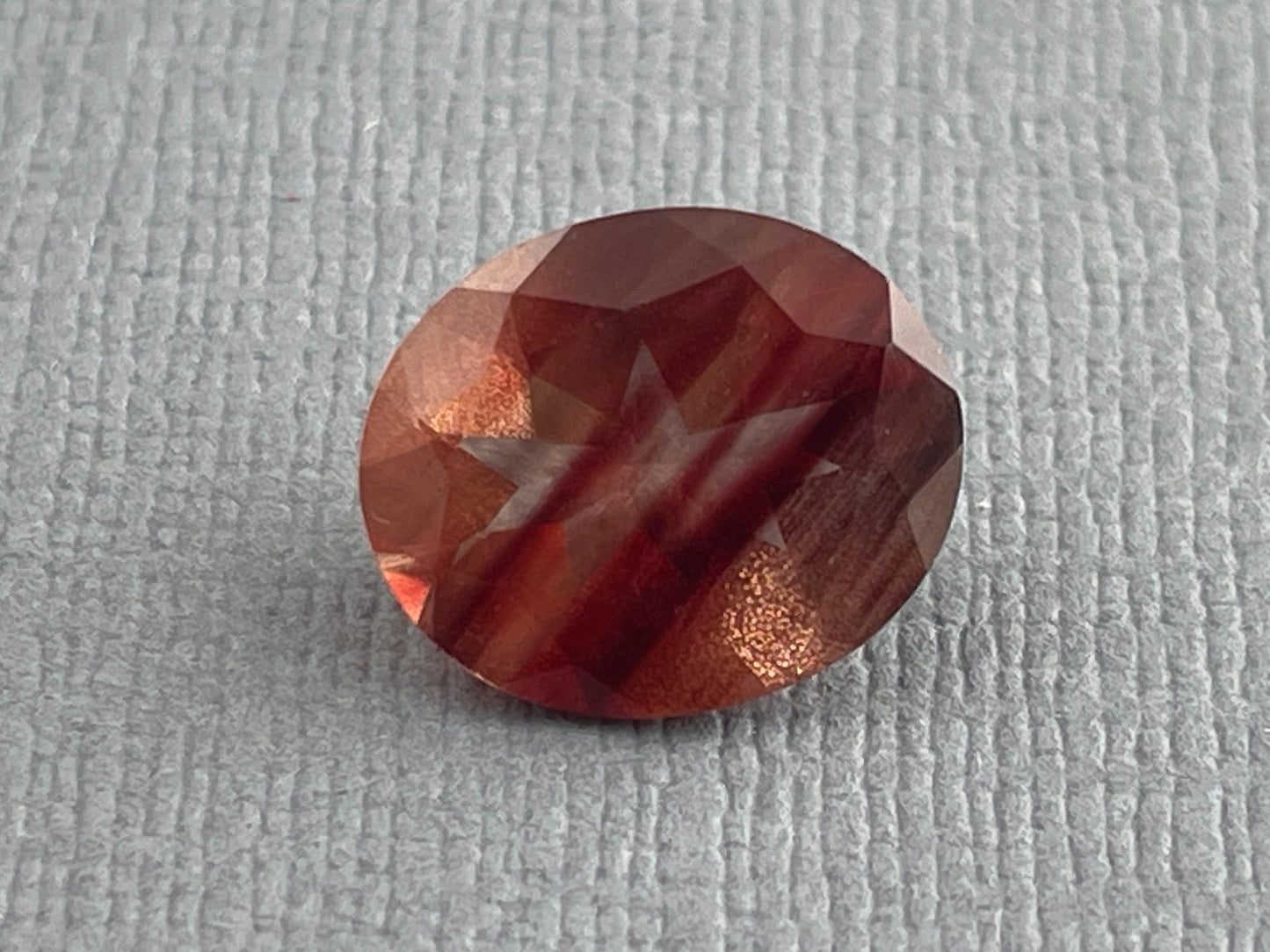 12x10 Red Oregon Sunstone Oval Faceted Gemstone with Schiller | 3.9 carats | OSF165 - Oregon Sunstone - Gem Enthusiast