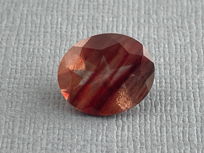12x10 Red Oregon Sunstone Oval Faceted Gemstone with Schiller | 3.9 carats | OSF165 - Oregon Sunstone - Gem Enthusiast