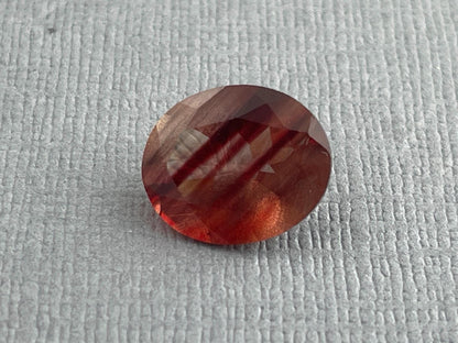 12x10 Red Oregon Sunstone Oval Faceted Gemstone with Schiller | 3.9 carats | OSF165 - Oregon Sunstone - Gem Enthusiast